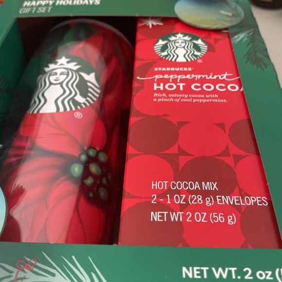NWT STARBUCKS Holiday Gift Set Tumbler with peppermint Hot Cocoa mix - Picture 2 of 6